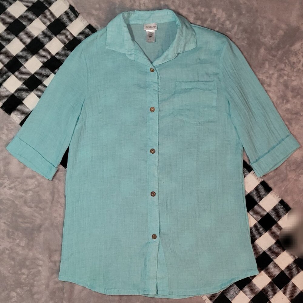 S | Wearabouts | Sheer 3/4 Sleeve Button Down Shirt